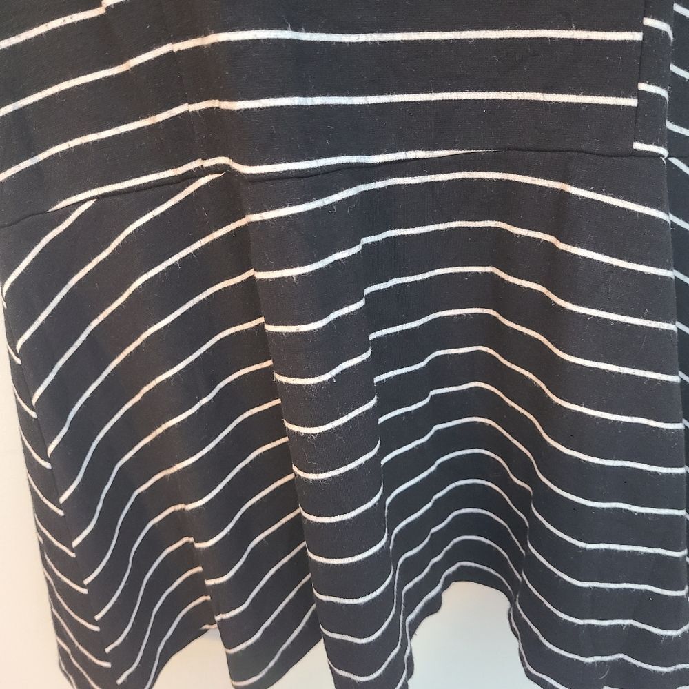 Torrid Peplum Ponte Crew Neck Top Womens 2X Black White Stripe Casual Workwear - Picture 8 of 13
